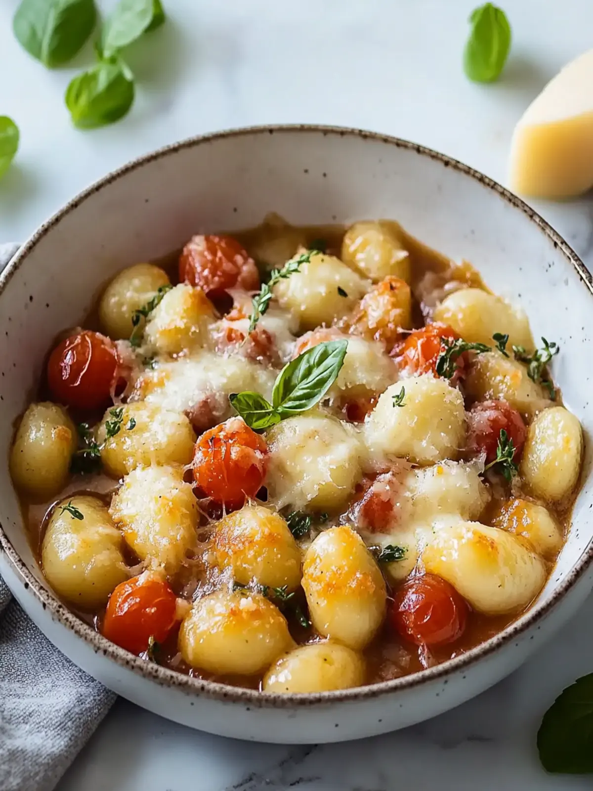 Einfache gebackene französische Zwiebelgnocchi