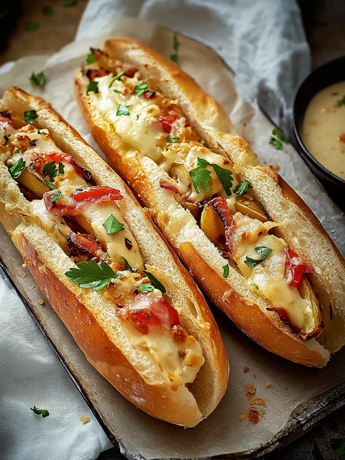 Gefüllte Ofen-Baguettes