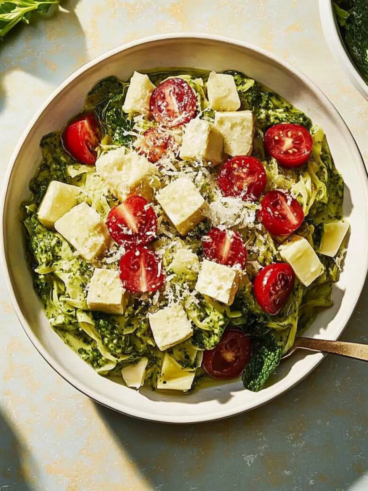 Zucchini-Pesto-Gerste aus einer Pfanne