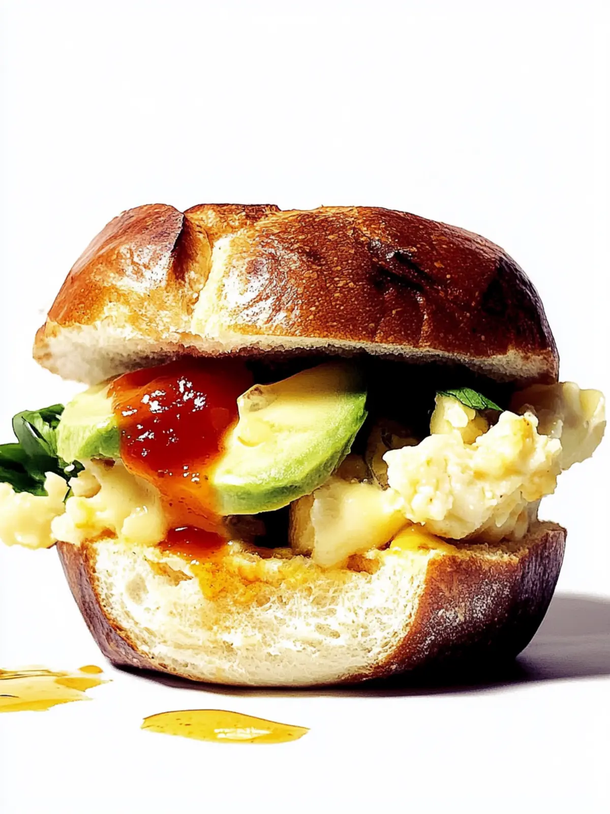 Breakfast sandwich with egg and avocado