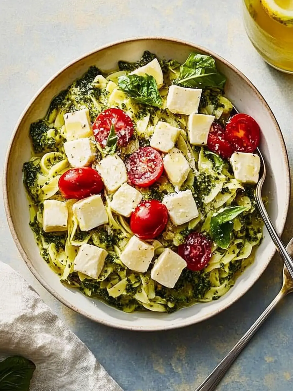 Zucchini-Pesto-Gerste aus einer Pfanne