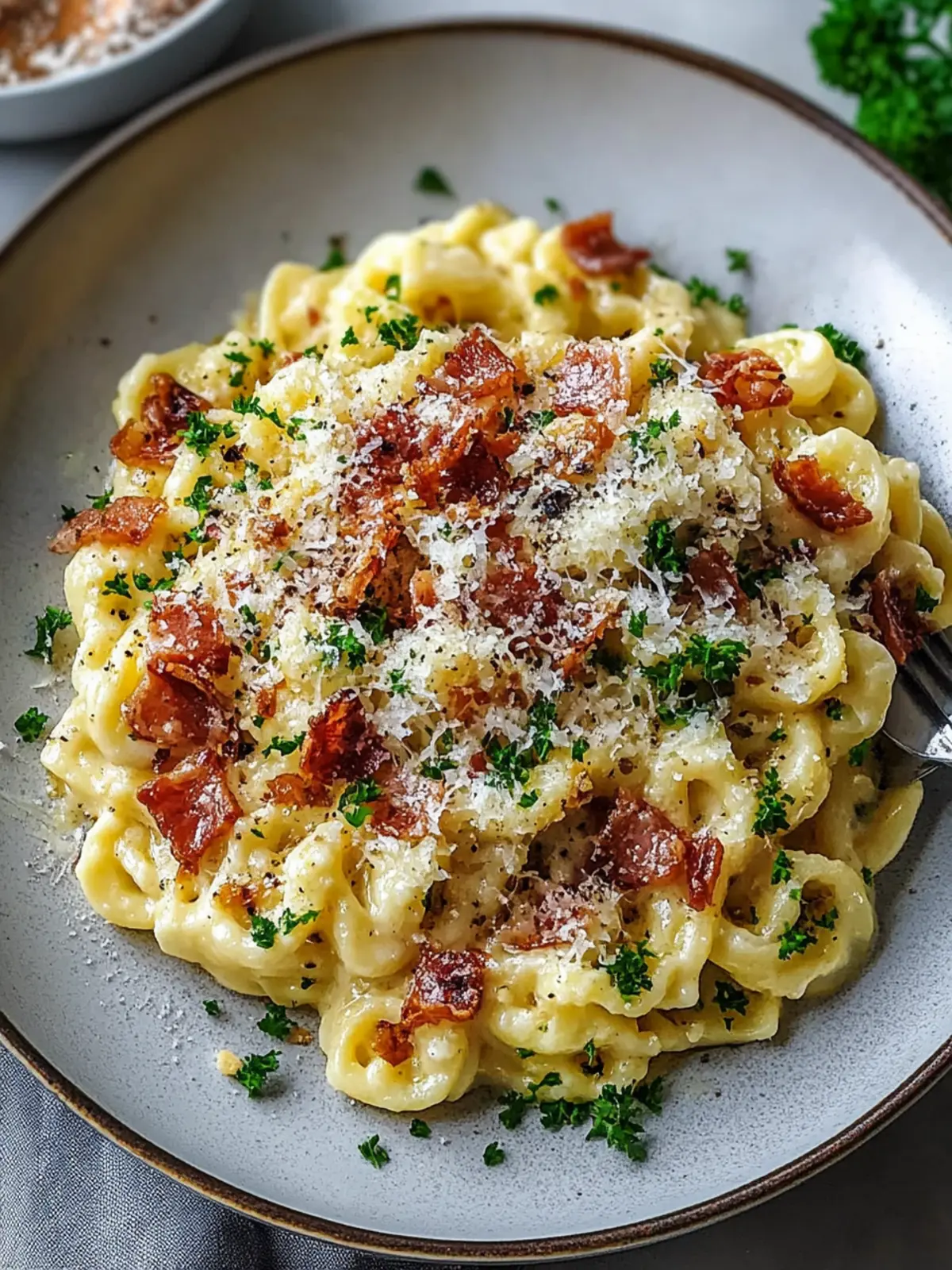 Spätzle-Carbonara mit knusprigem Speck
