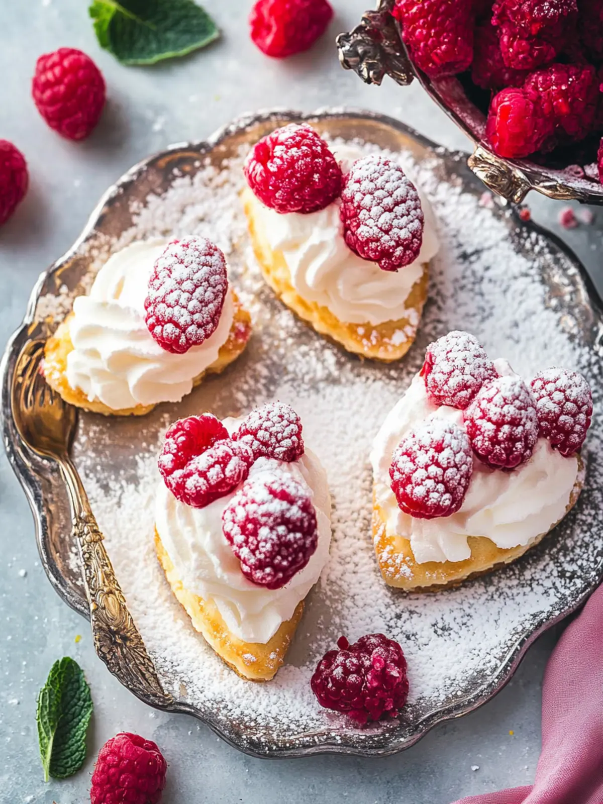 Blätterteigherzen mit Himbeeren (Valentinstag)