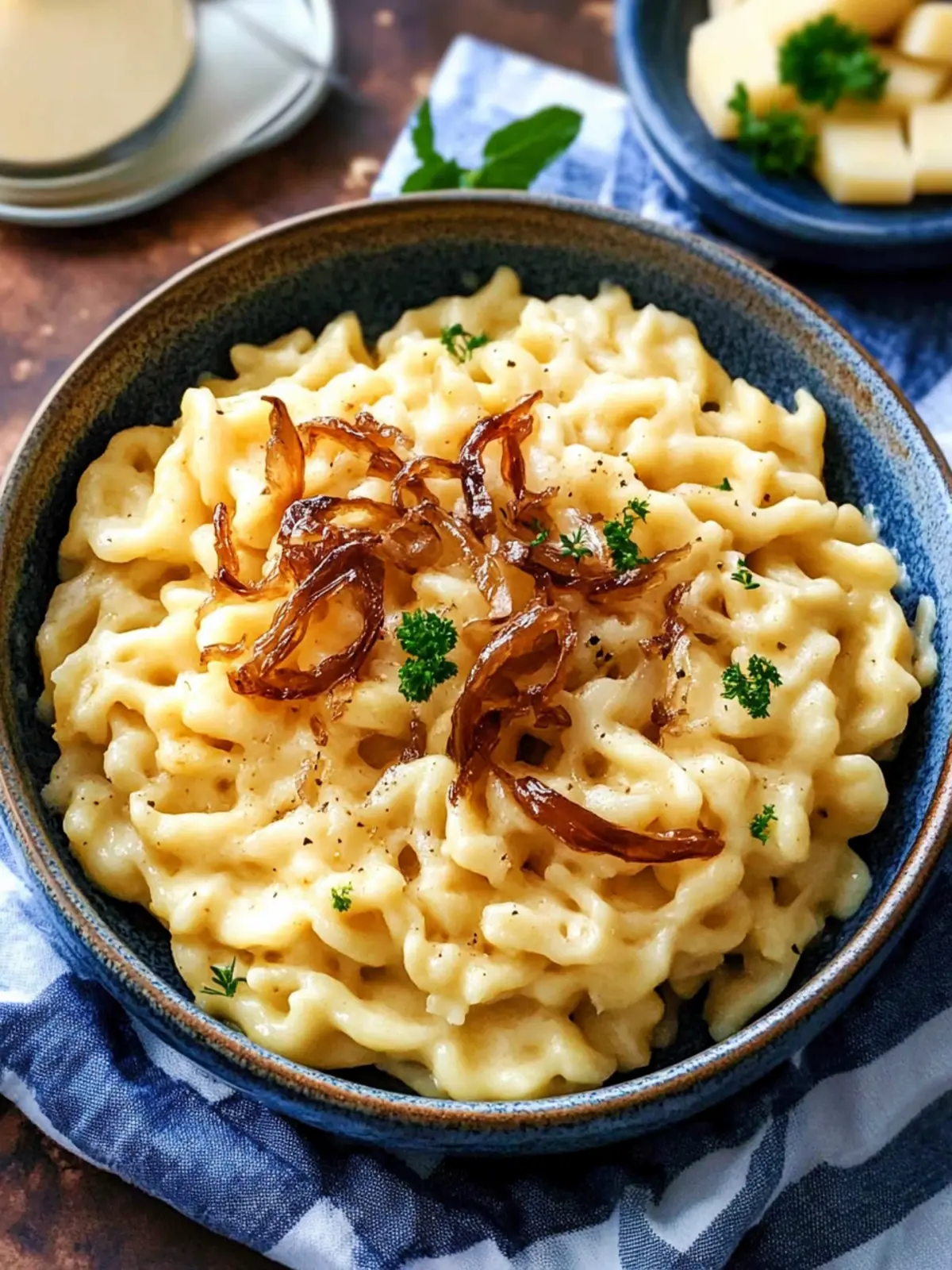 Simple cheese spätzle – cheese spätzle with caramelized onions
