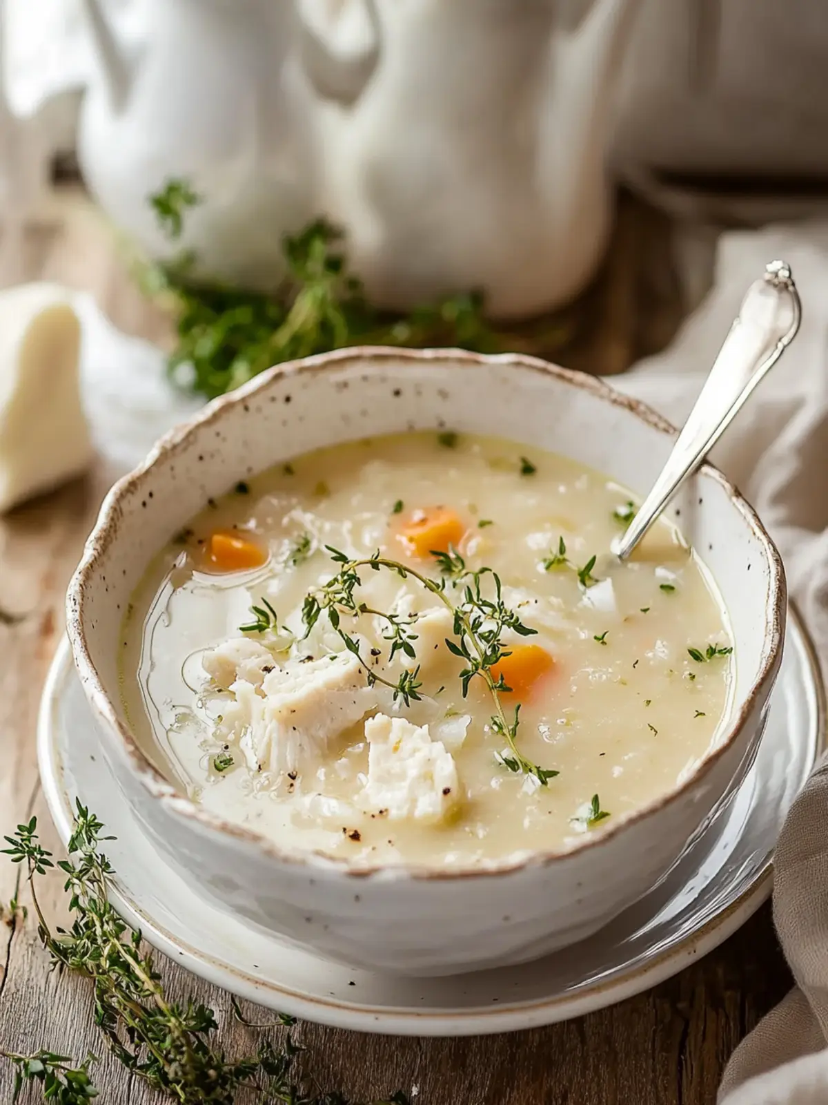 Cremige Hühner-Reis-Suppe