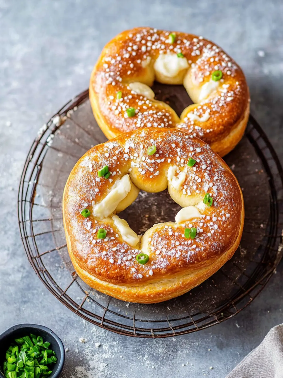 Überbackene Brezeln mit Schinken und Käse