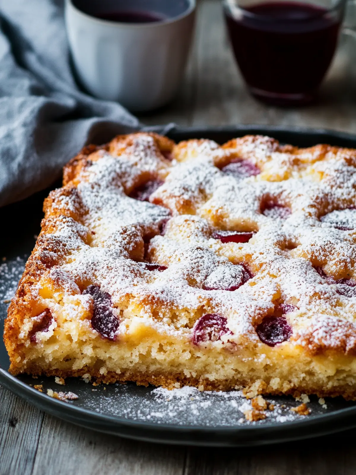 Plum cake from the tray with crunchy crumbs - A touch of grandma's bakery