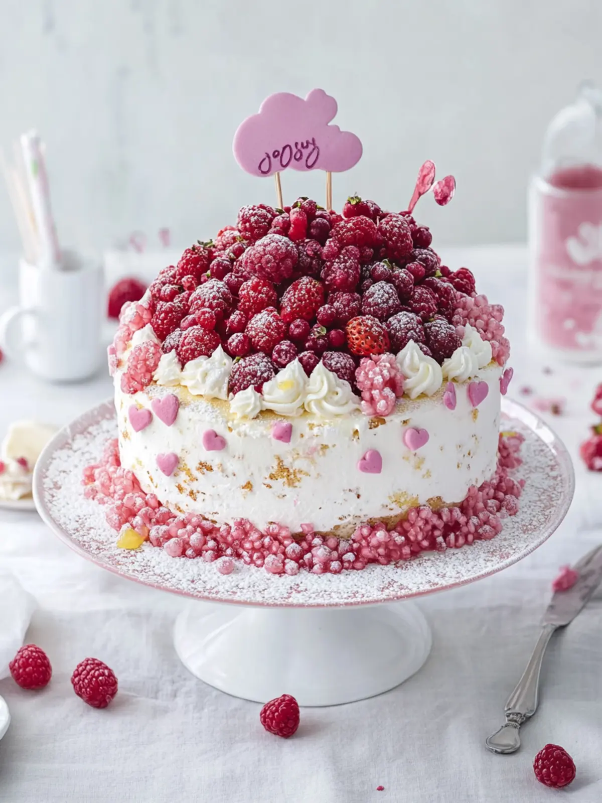 Birthday cake with raspberries no baking