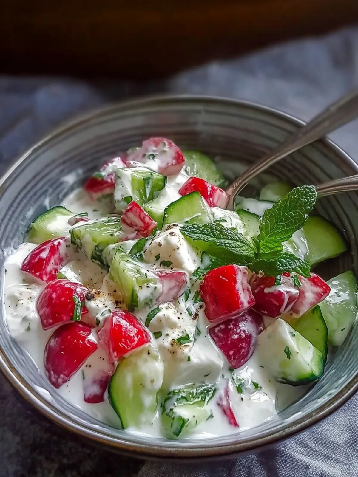 Radieschen-Gurken-Joghurt-Salat
