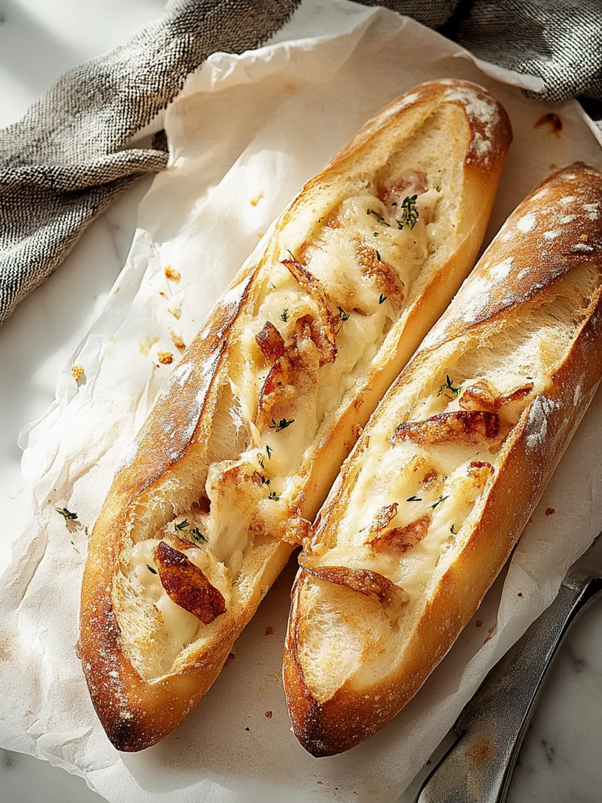 Gefüllte Ofen-Baguettes