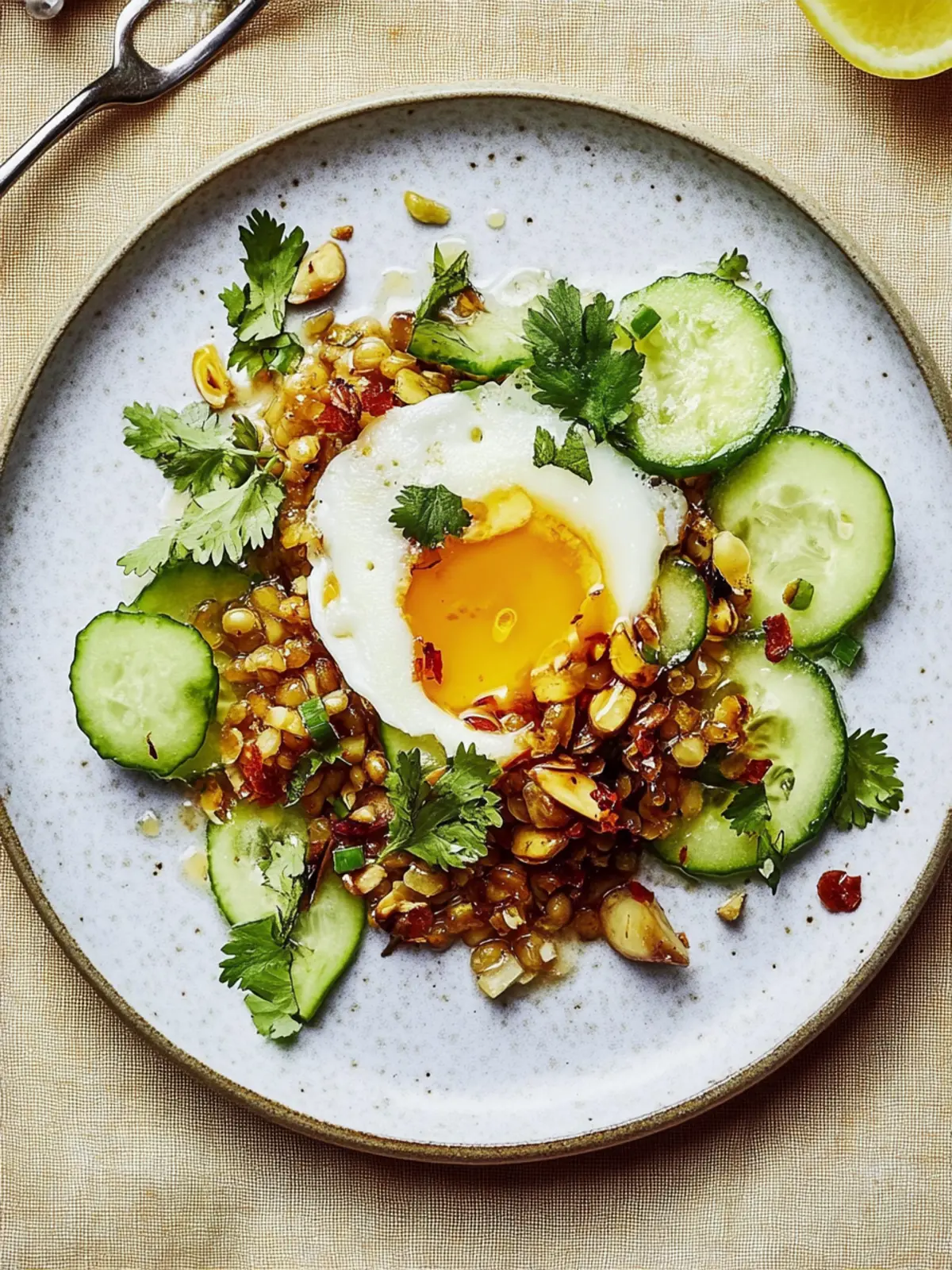 Crispy eggs on grains