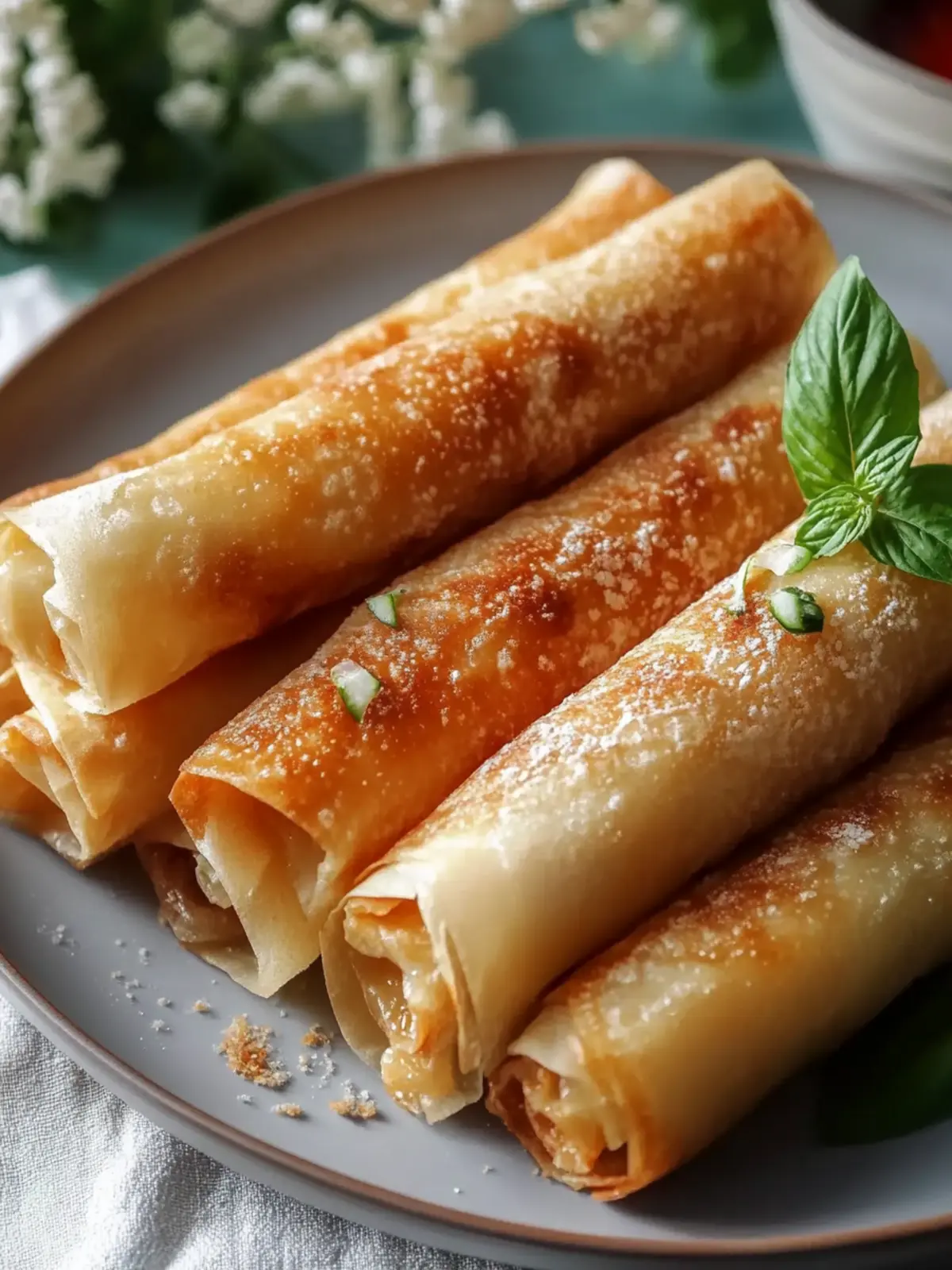 Goldene knusprige Reispapier-Frühlingsrollen selbstgemacht