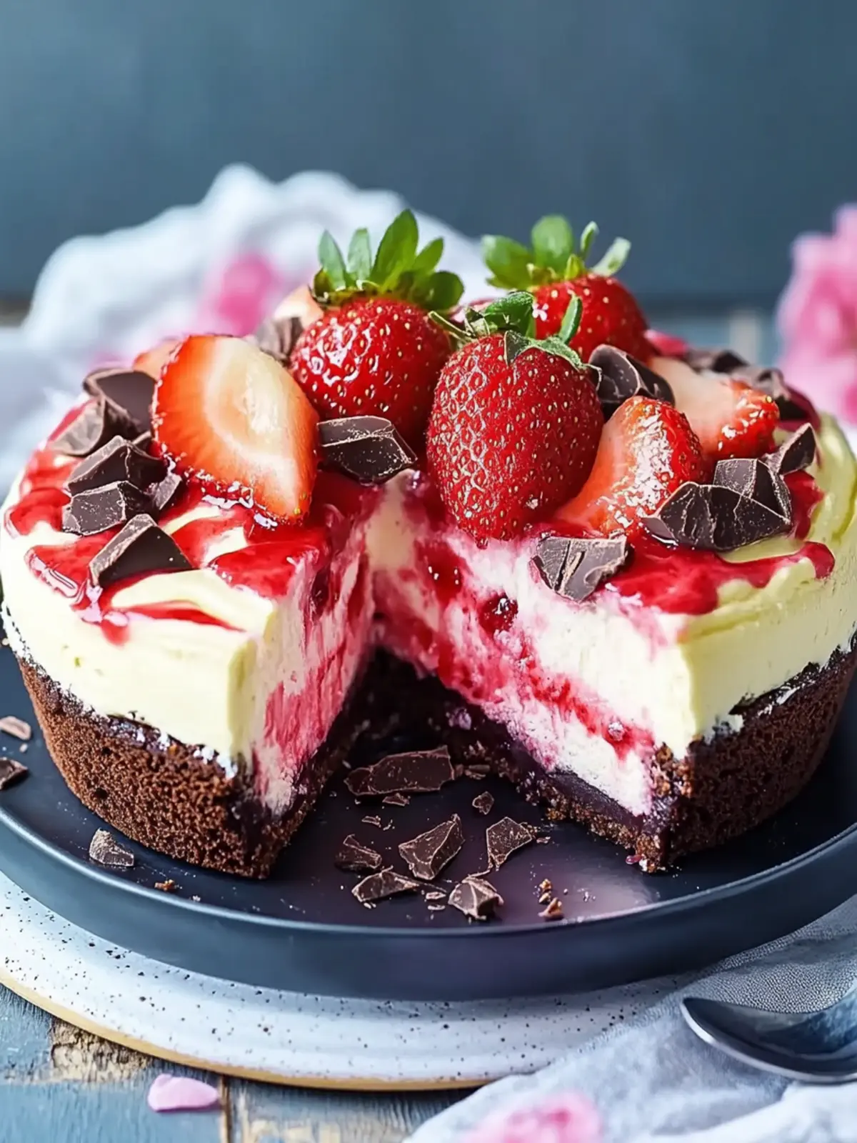 Chocolate-Strawberry-Swirl-Cheesecake – A delight of creaminess and freshness