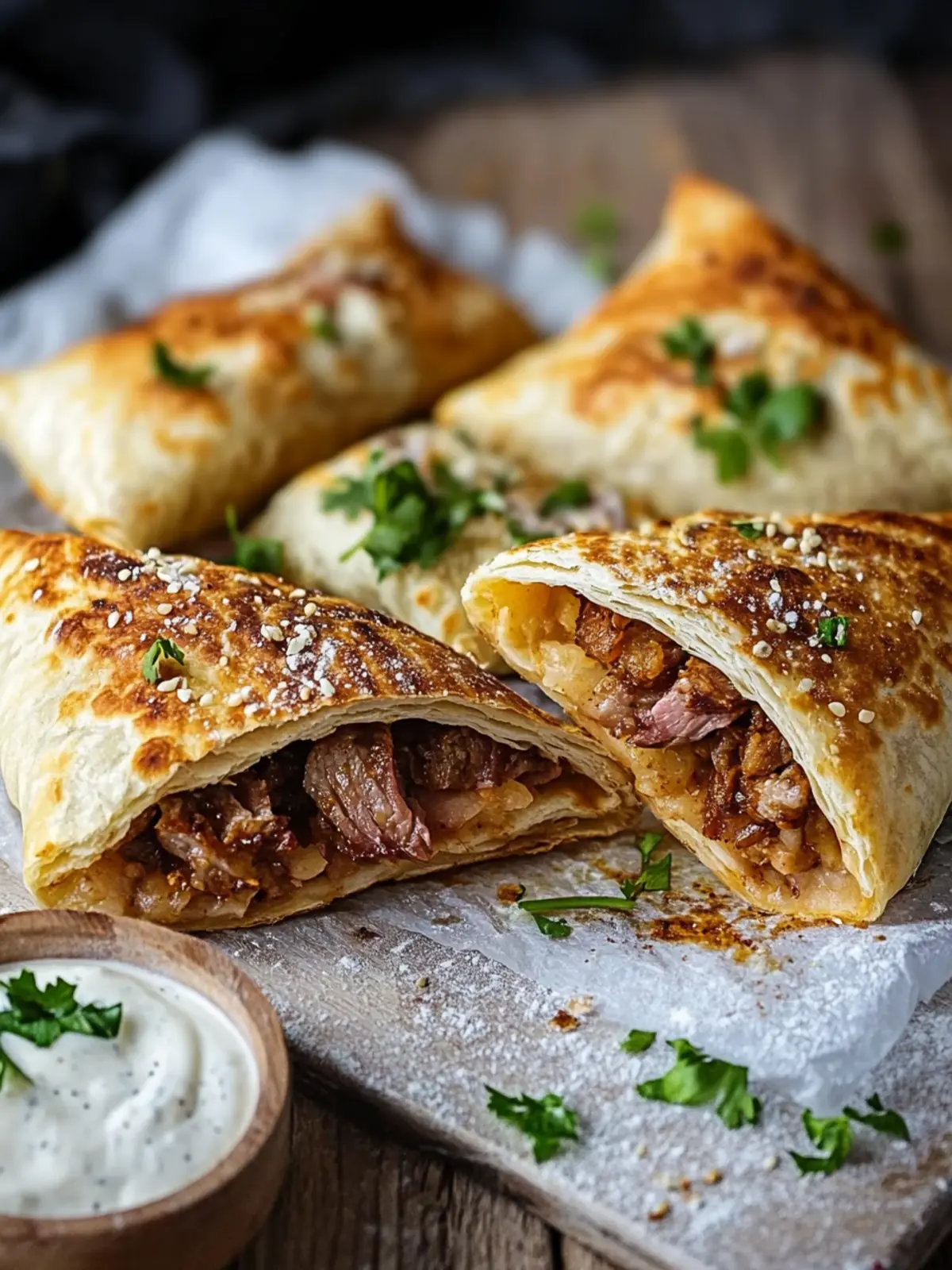 Puff pastry pockets with ground meat