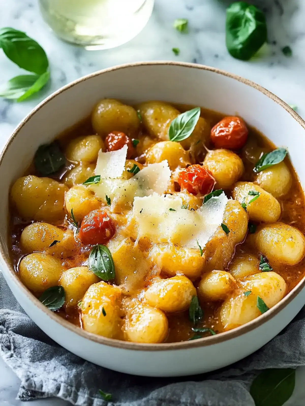 Einfache gebackene französische Zwiebelgnocchi