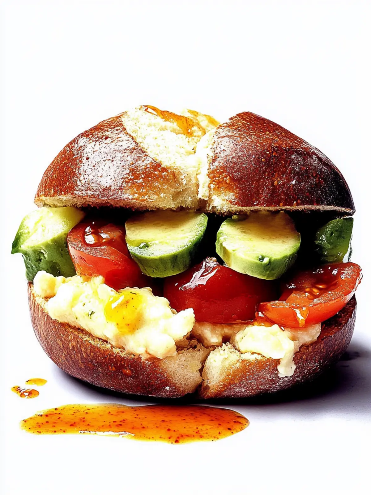 Breakfast sandwich with egg and avocado