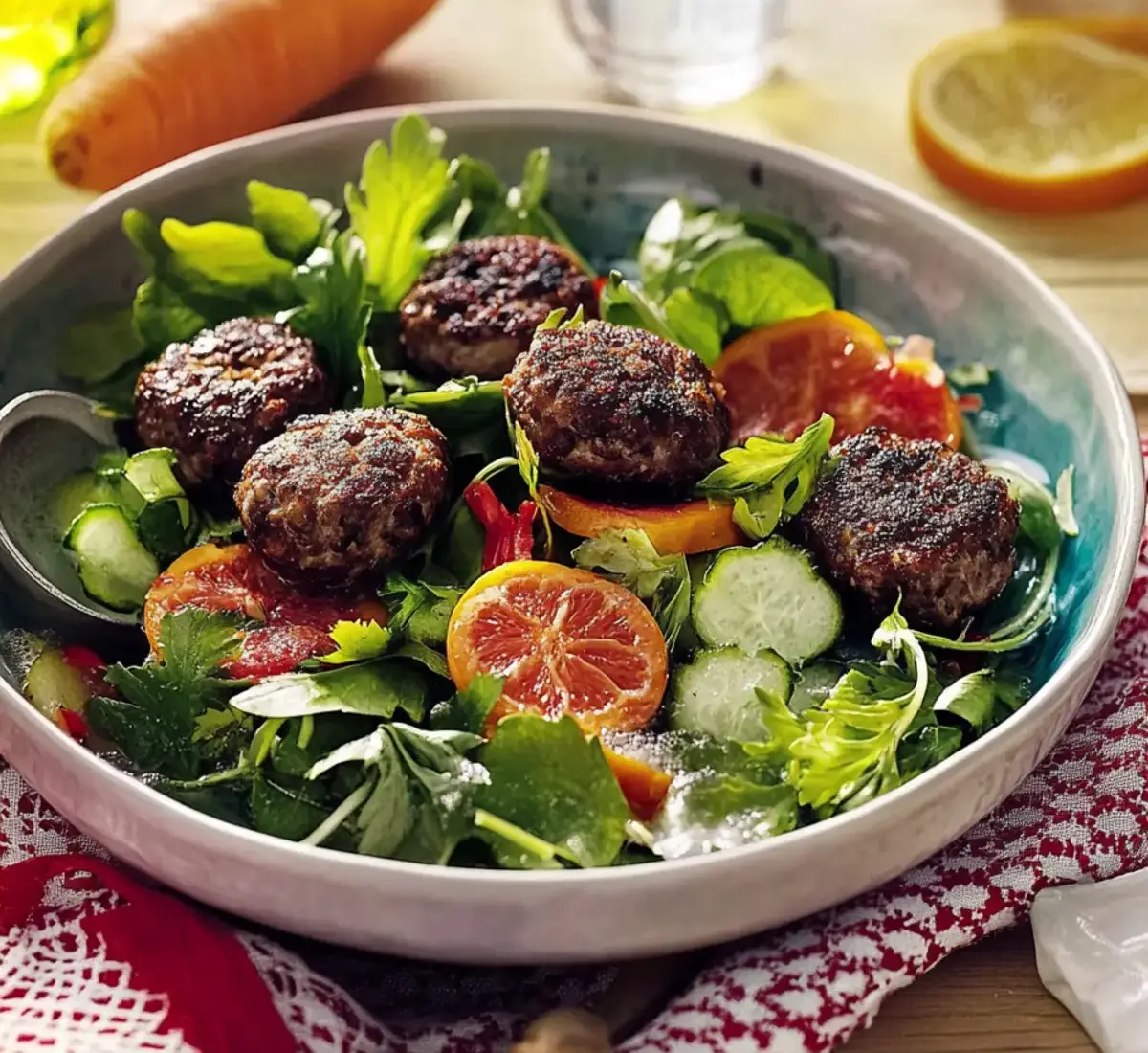 Vegetarische Frikadellen mit Pilzen und Feldsalat