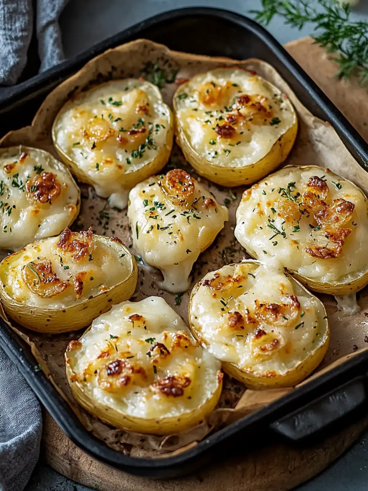 Stuffed potatoes in tarte flambée style - savory oven dish with flair