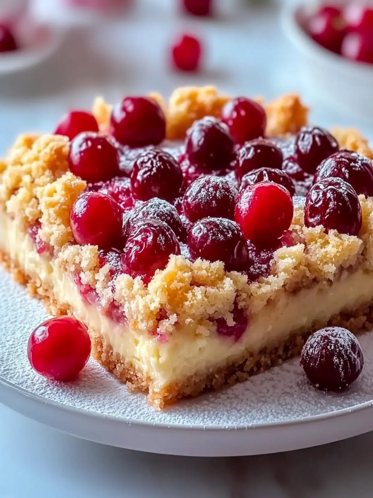 Kirschkuchen mit Streuseln und Vanillepudding