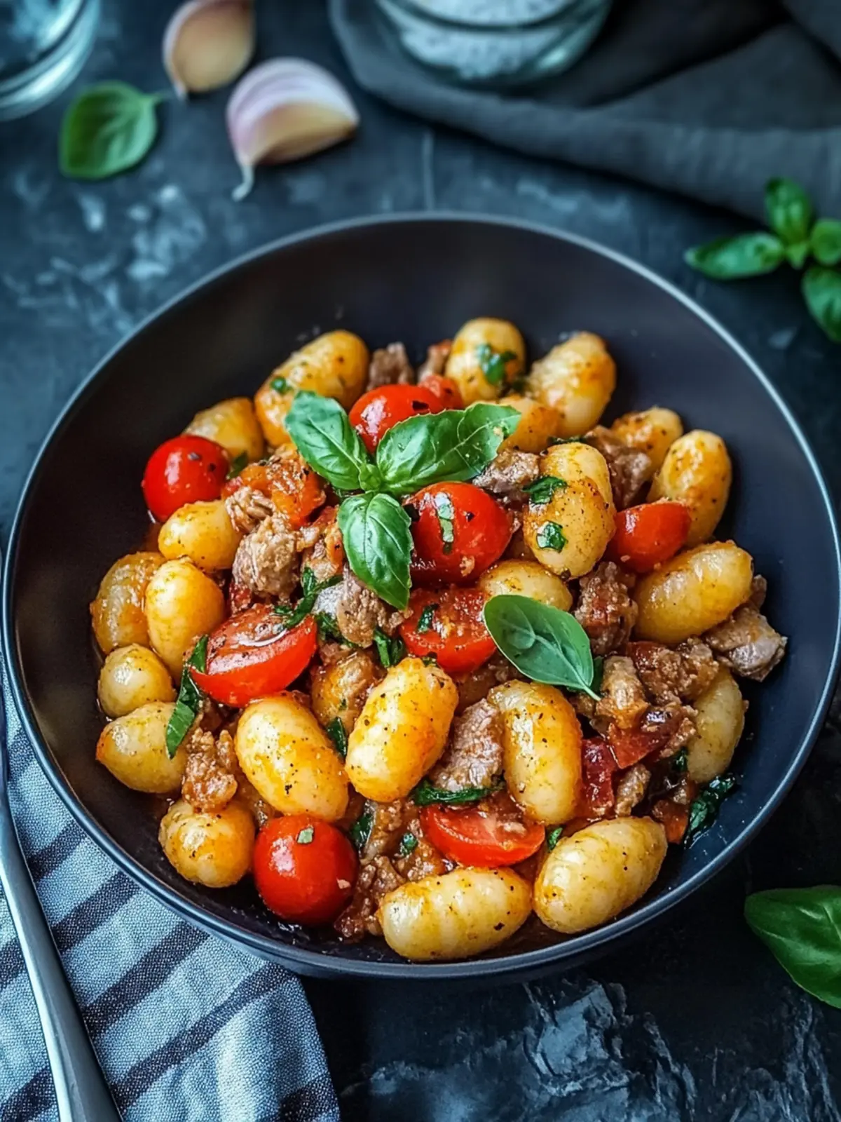 Gnocchi pan with ground meat and bell pepper