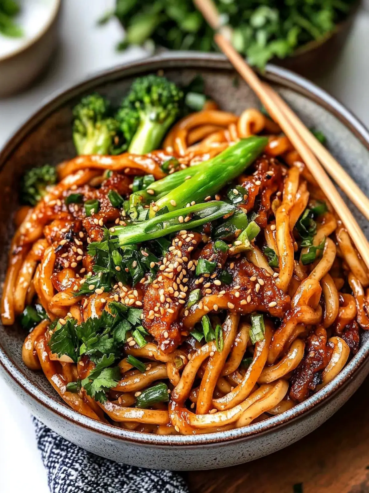 Vegane Sesam Yaki Udon Nudeln