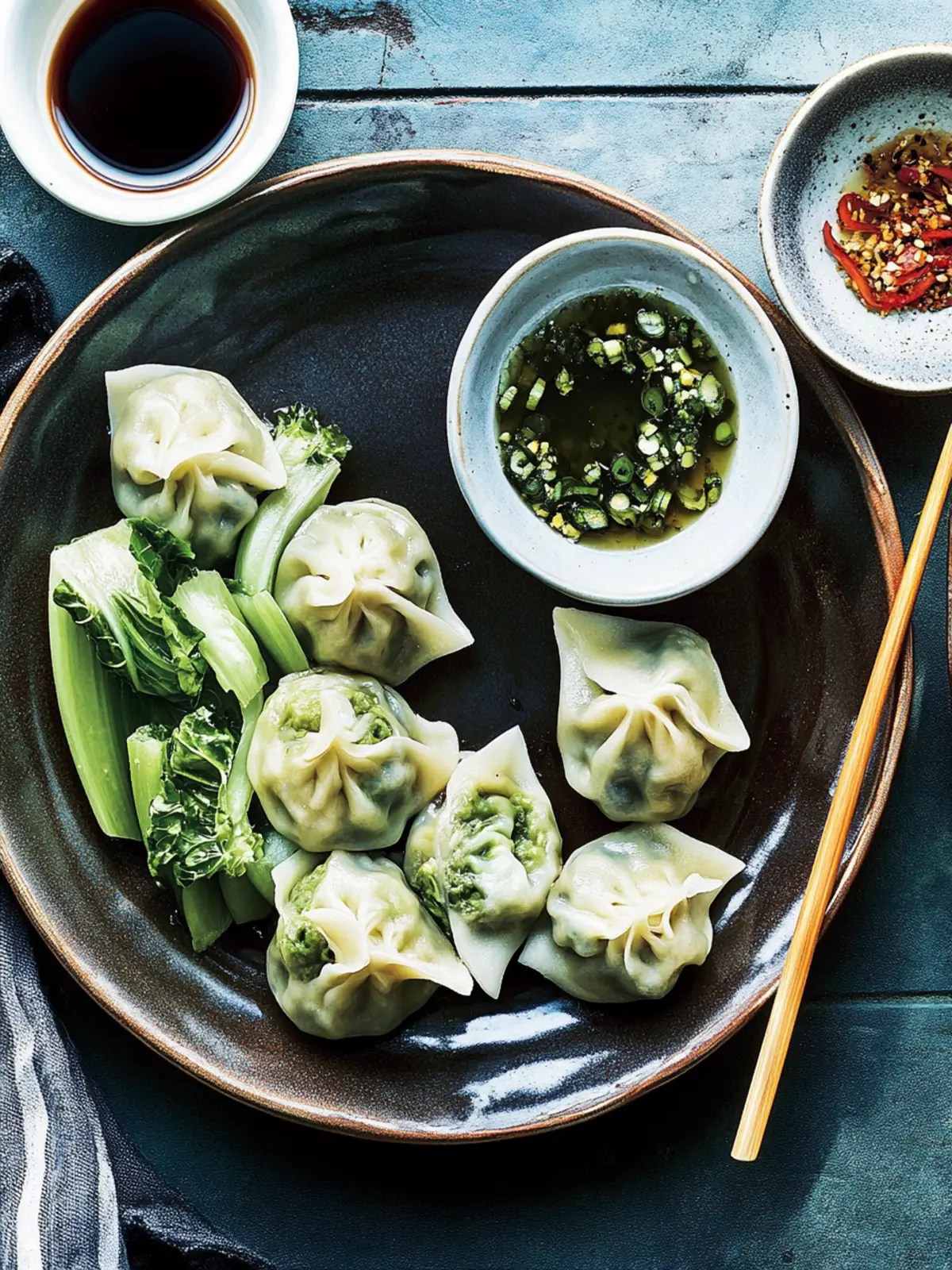 Pak Choi und Grünkohl-Dumplings