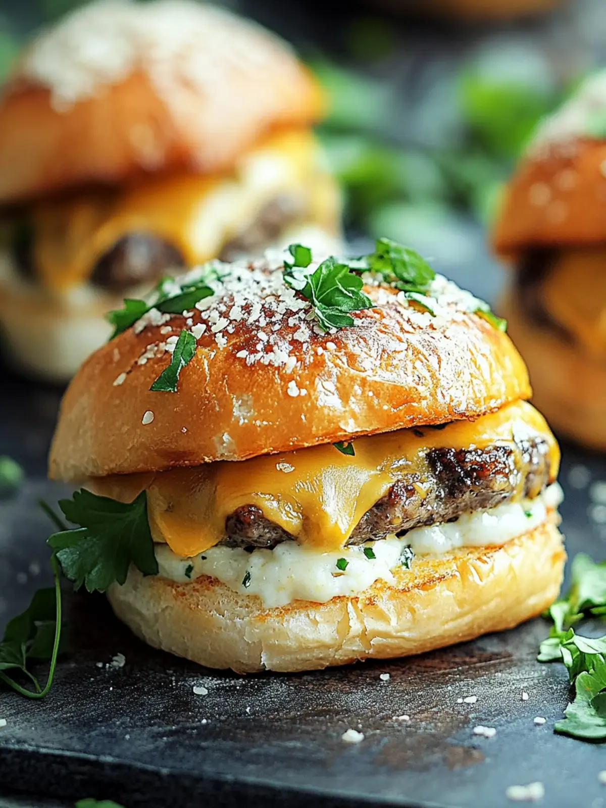 Einfache Knoblauch-Parmesan-Cheeseburger-Bomben – ein schneller Genuss