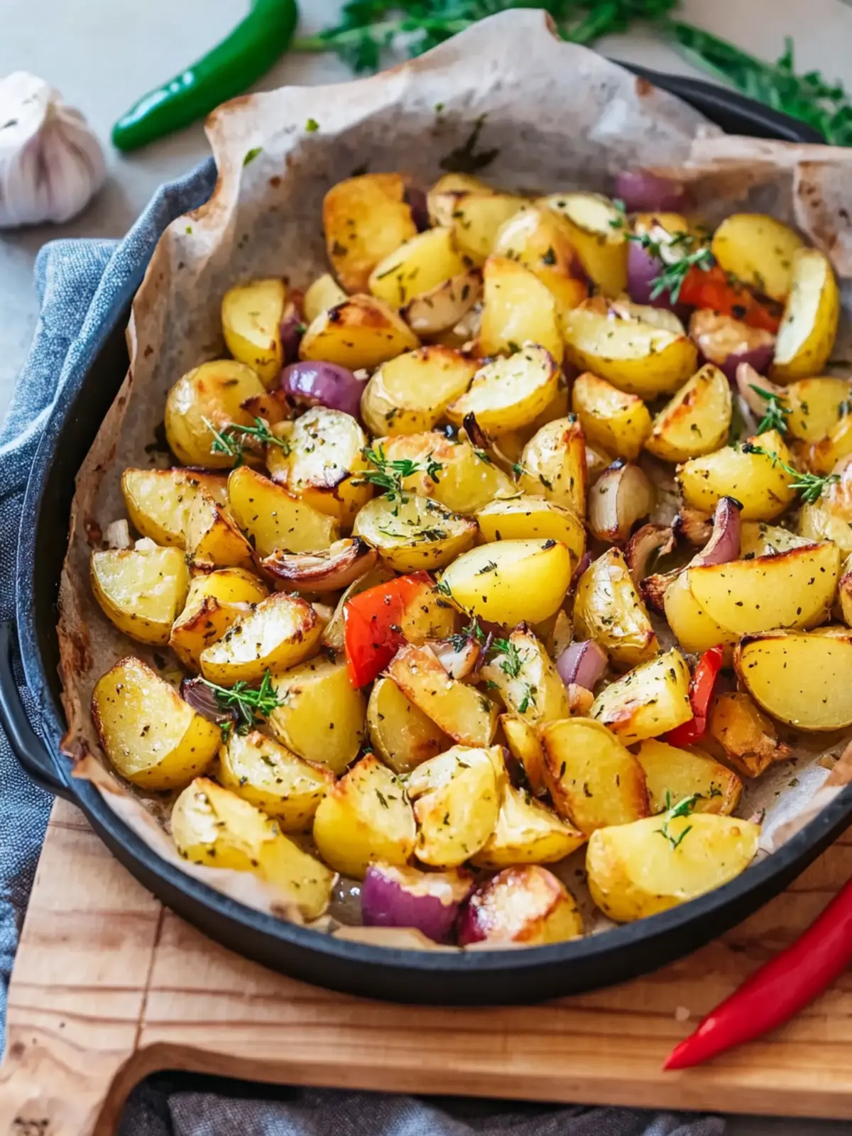 Roasted vegetables with potatoes from the tray - Mediterranean recipe