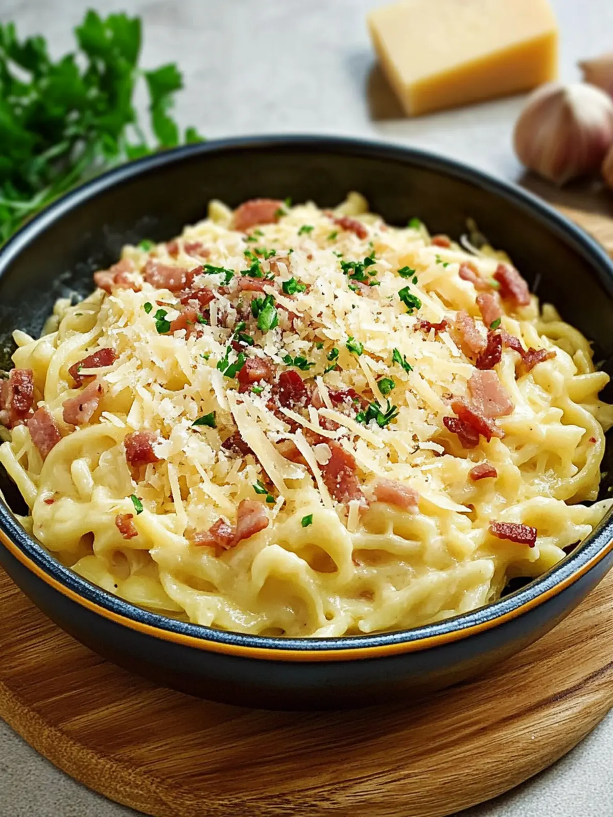 Spätzle mit Speck und geriebenem Käse. Ein exquisit Rezept.