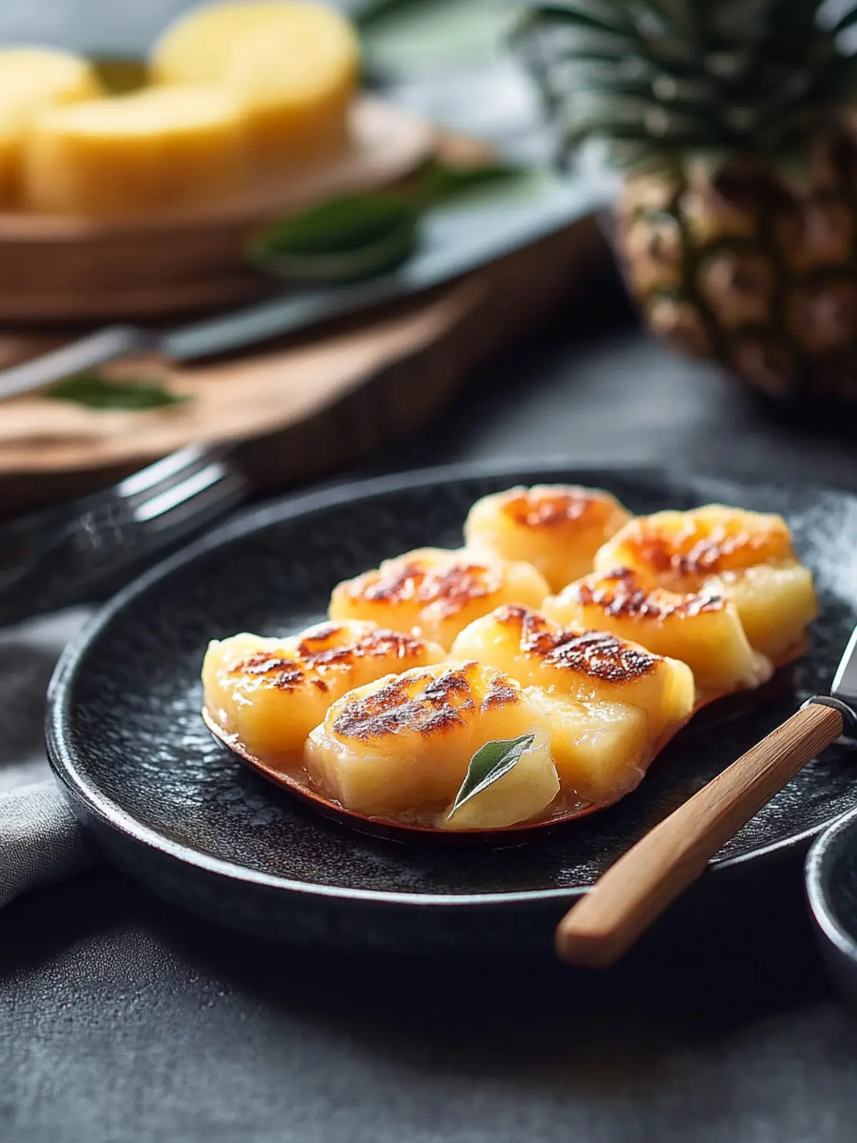 Raclette pans with shrimp and pineapple