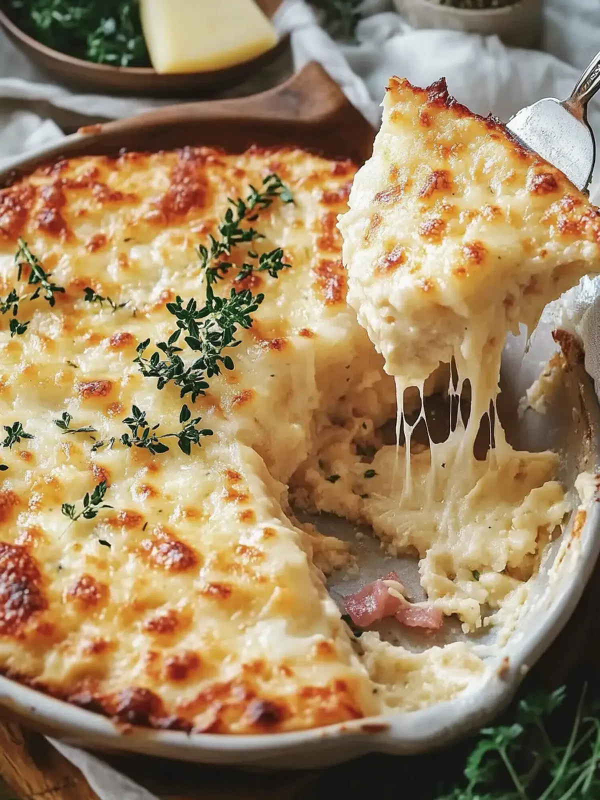 Baked rice with ham and cheese