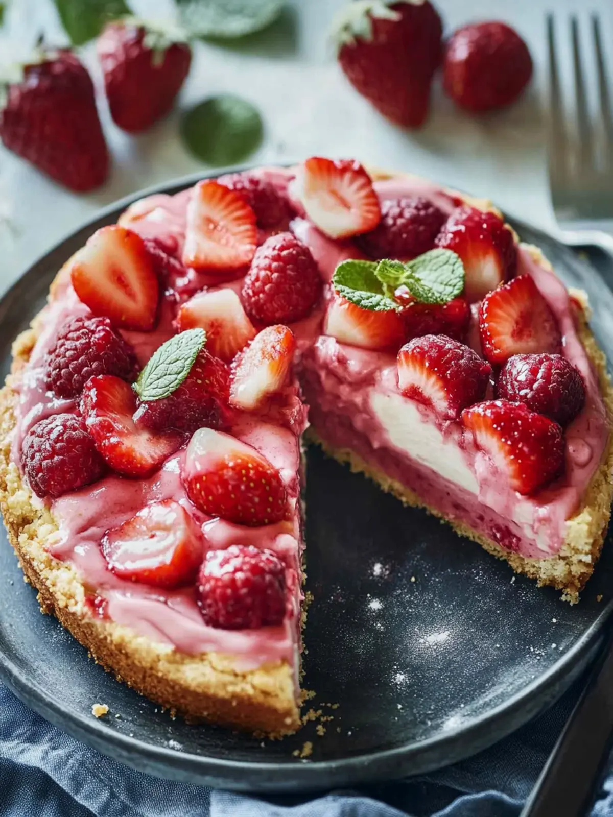 Erdbeer-Pudding-Blechkuchen