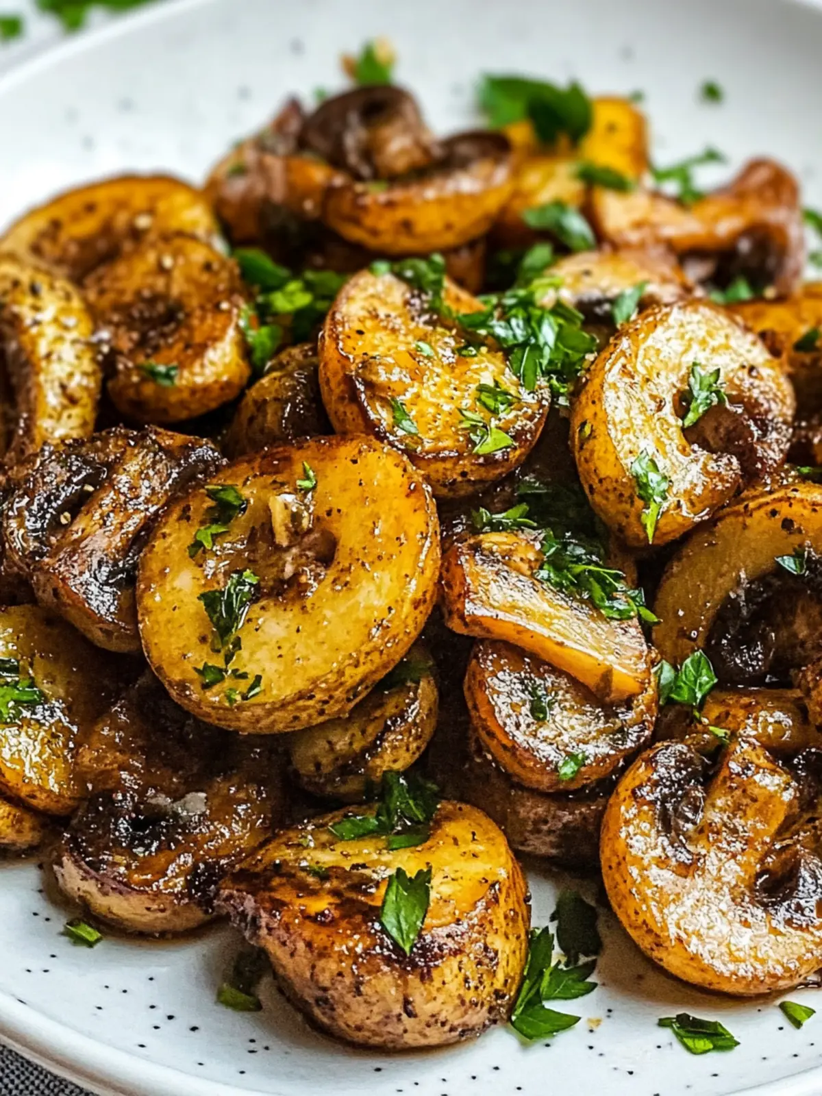 Crispy Air Fryer Pilze mit Knoblauch und Kräutern