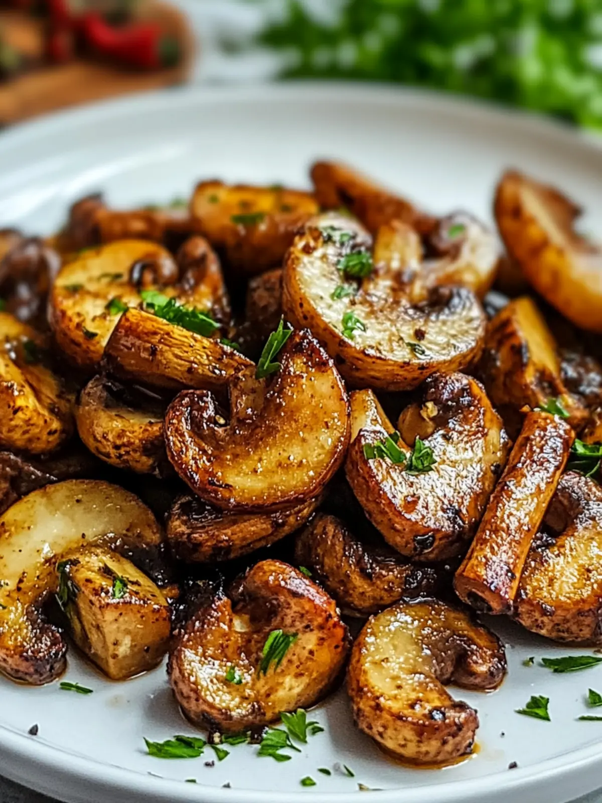 Crispy Air Fryer Pilze mit Knoblauch und Kräutern