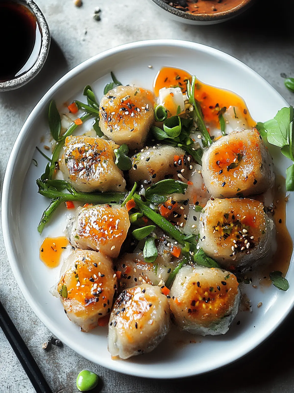 Ricepaper dumpling with vegetable filling