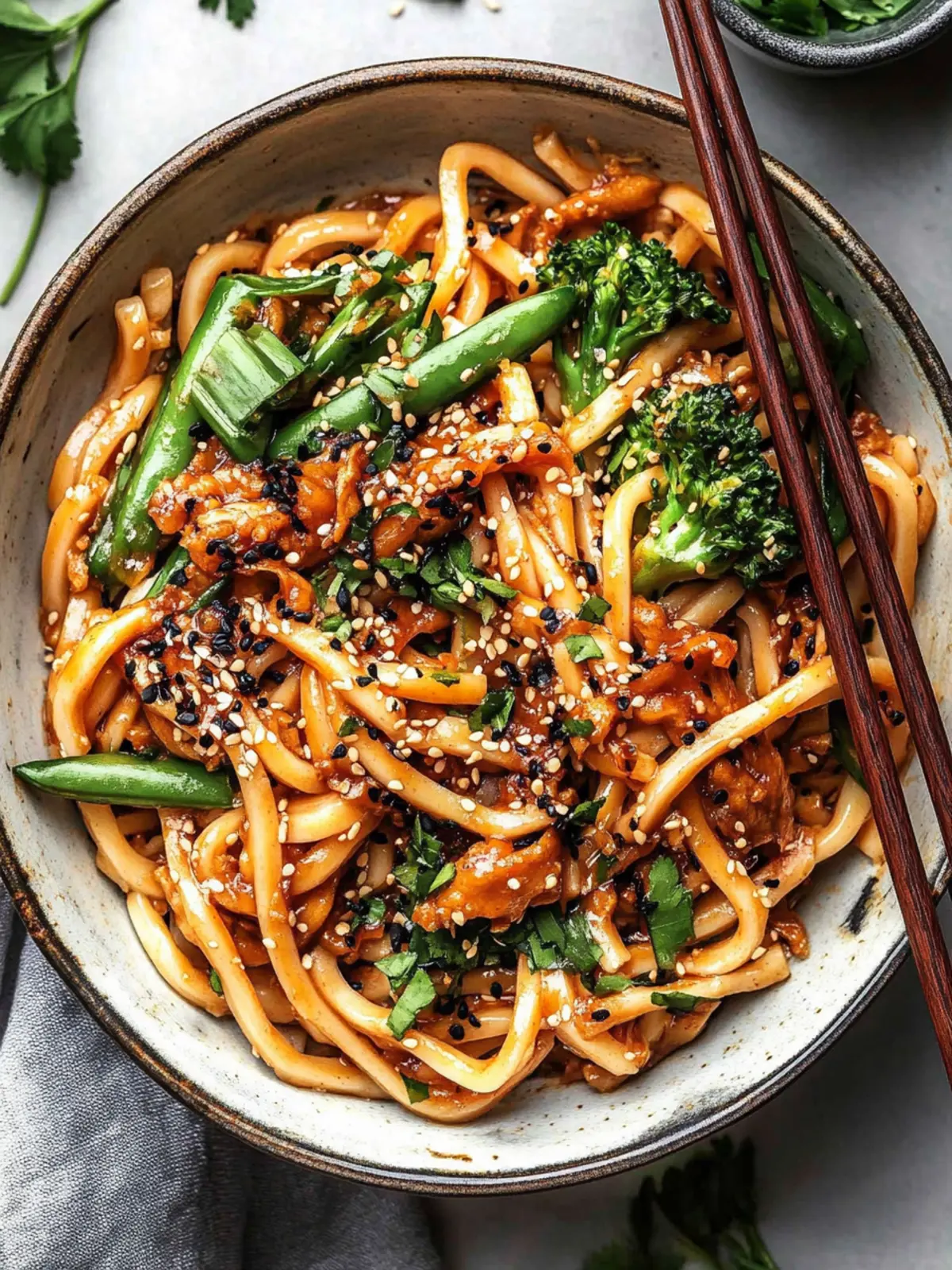 Vegane Sesam Yaki Udon Nudeln