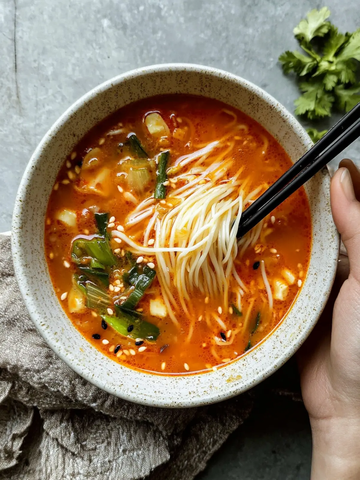 Tomaten-Enoki-Pilzsuppe