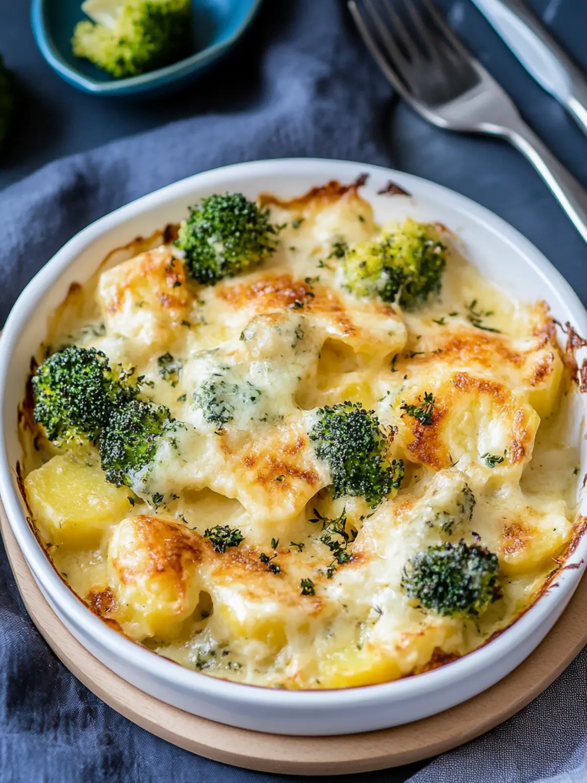 Potato broccoli casserole with béchamel sauce - delicious vegetable gratin