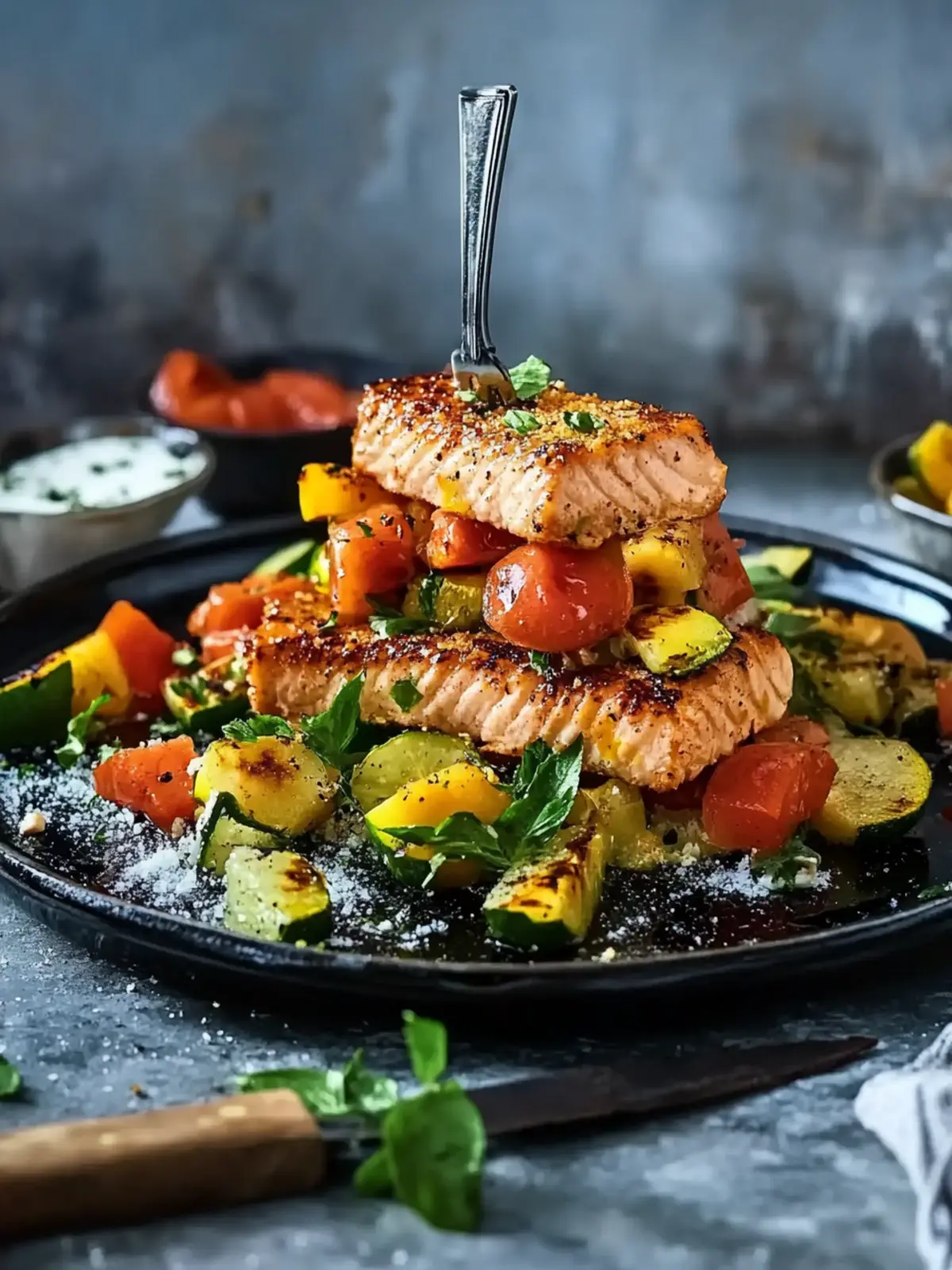 Zitronenlachs mit Grillmelone