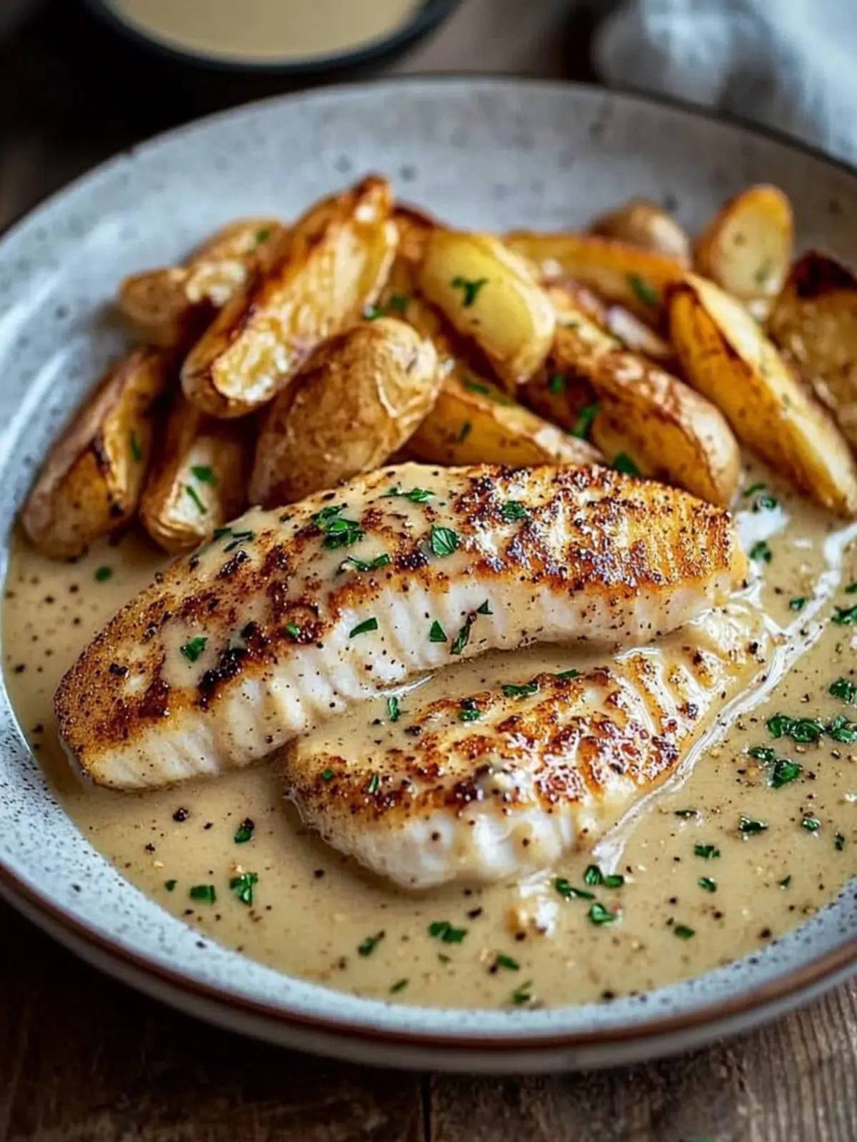 Chicken breast in creamy garlic sauce a quick dish in 20 minutes