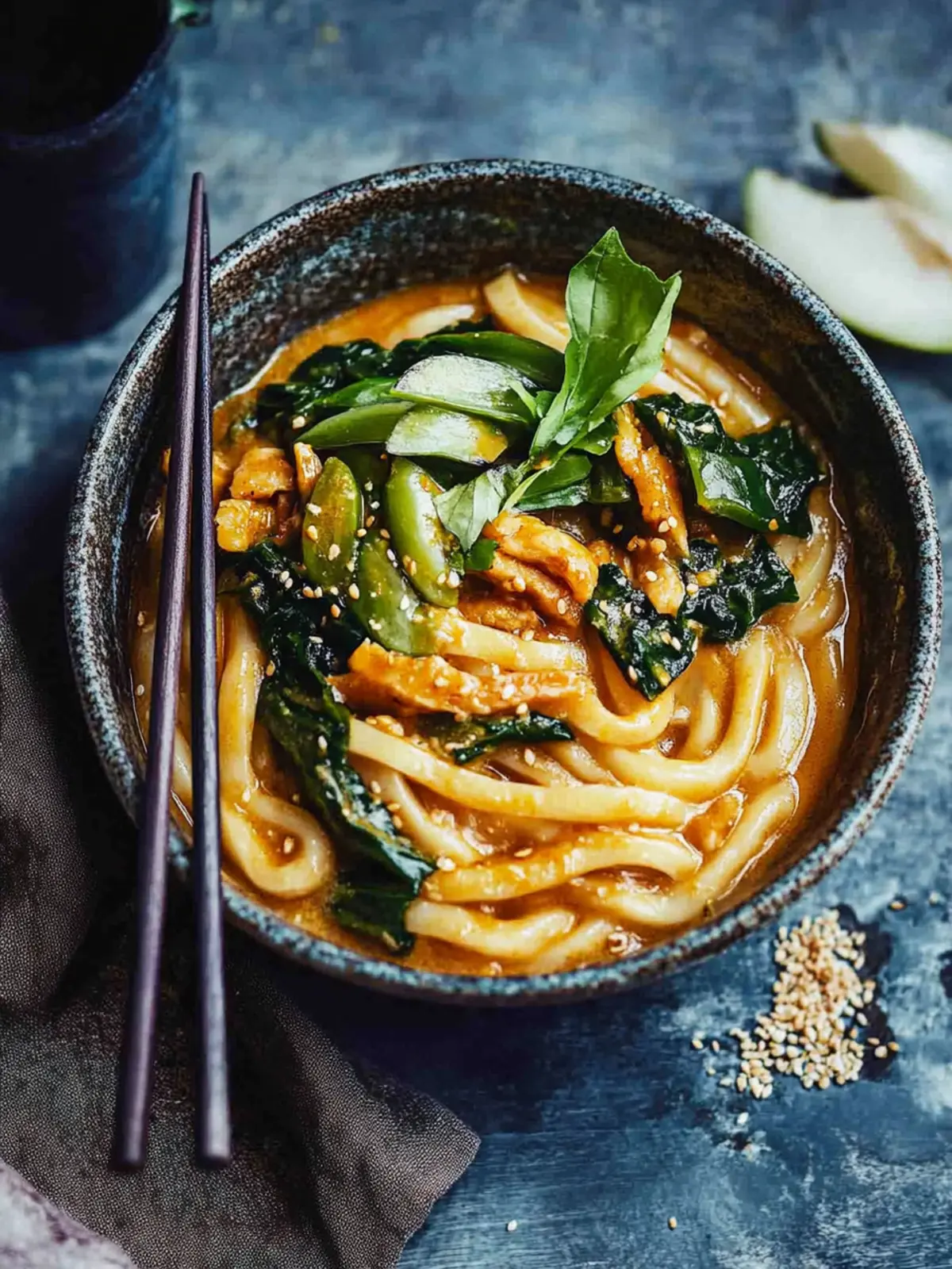 Udon-Nudeln mit Curry-Gemüse