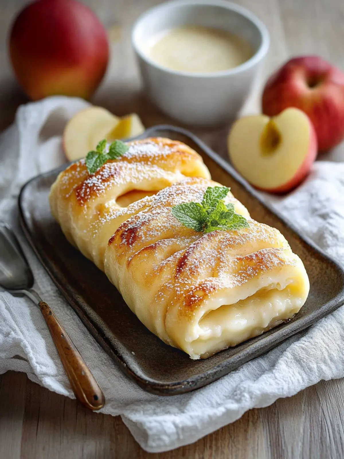 Apfel Pudding Blätterteig Taschen