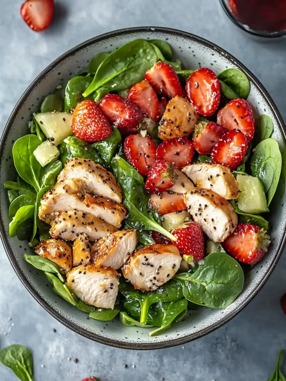 Classical Erdbeer-Spinat-Salat mit Hähnchen