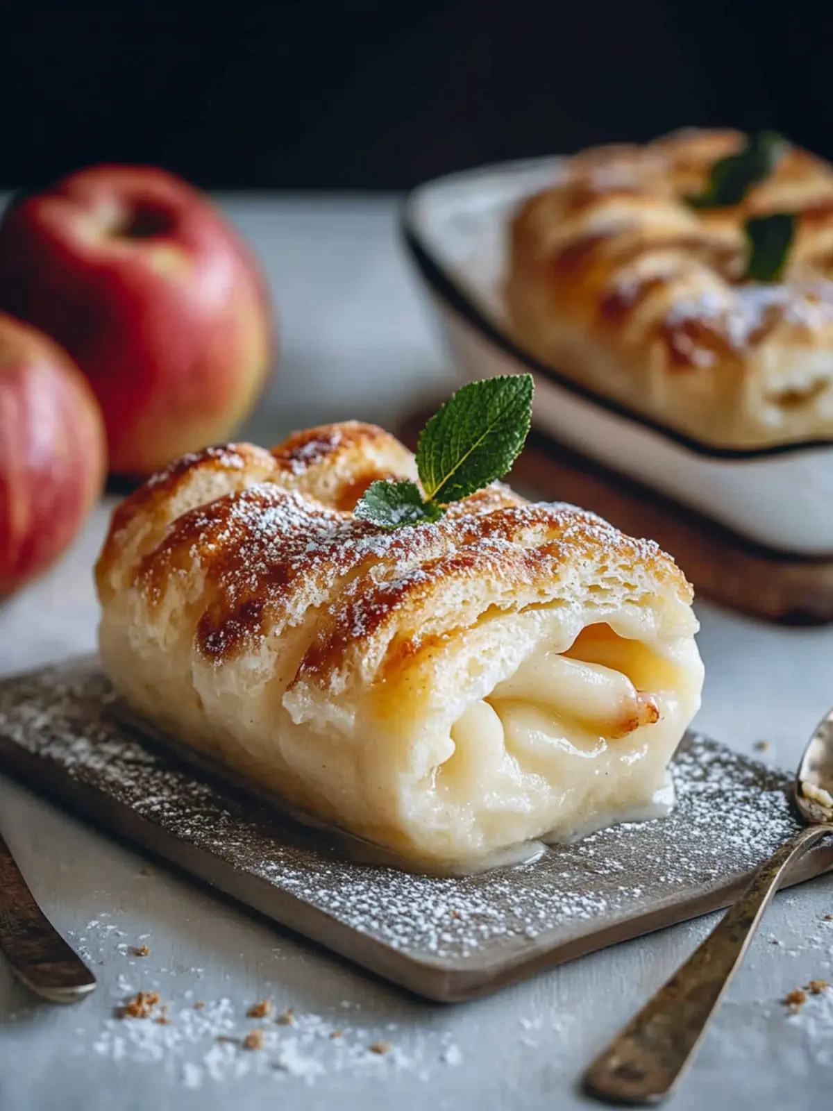 Apfel Pudding Blätterteig Taschen