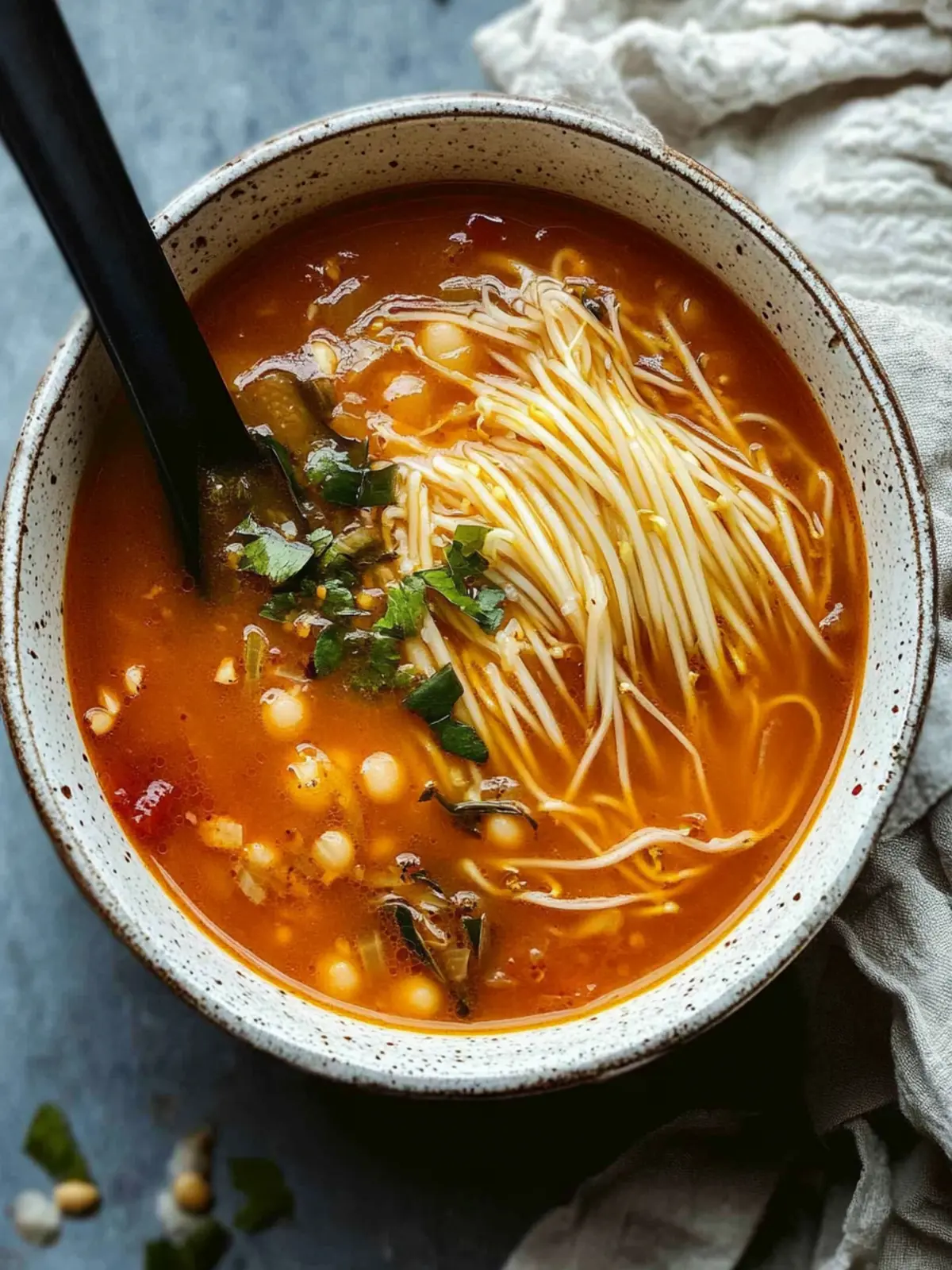 Tomaten-Enoki-Pilzsuppe