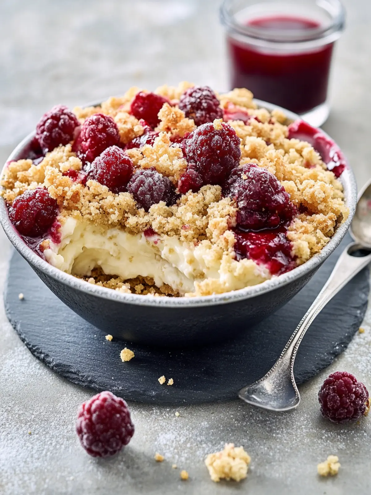 In nur 3 Arbeitsschritten: Dieses Rezept für Pflaumen-Crumble ist einfach, lecker und schnell zubereitet