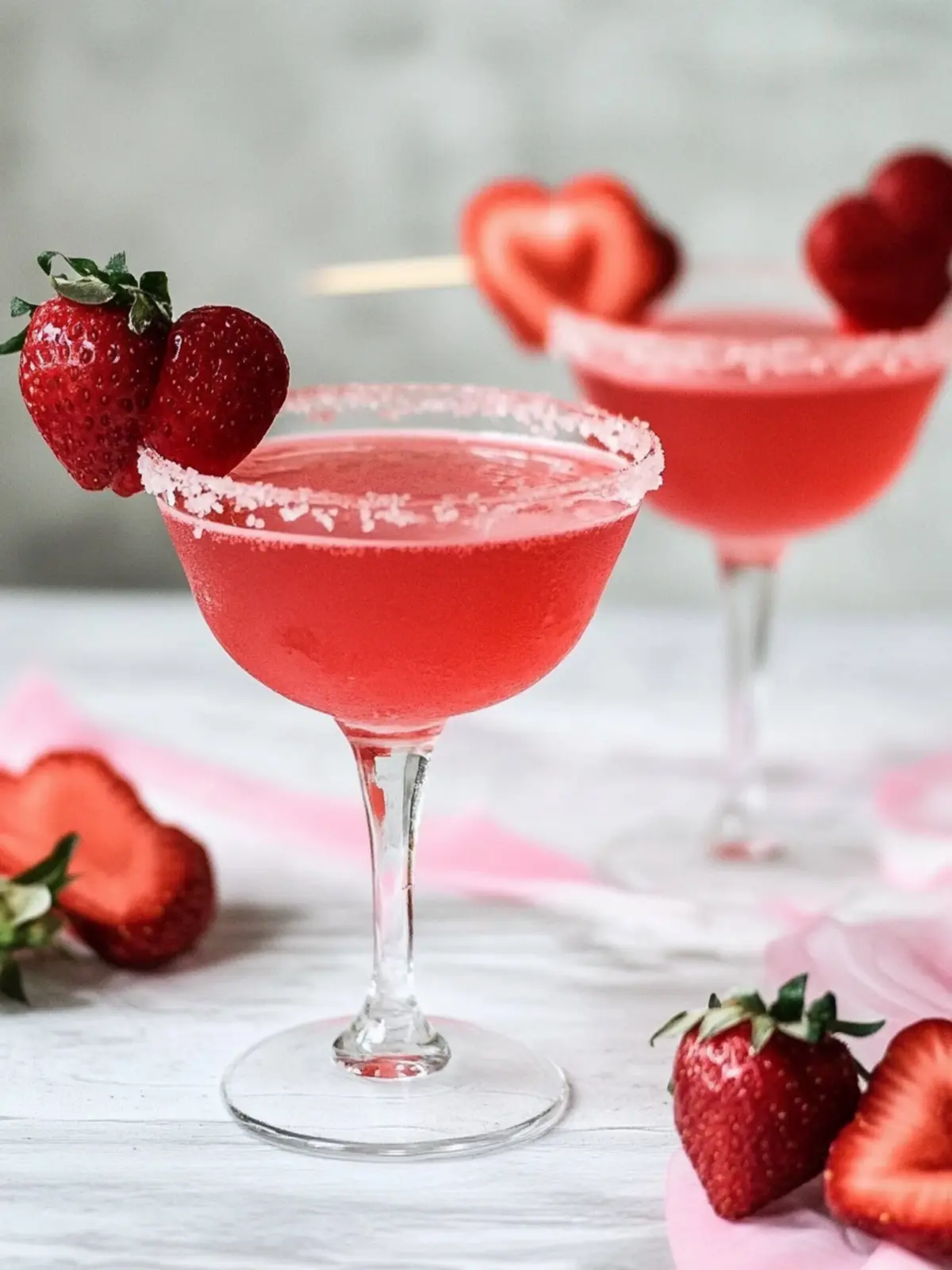 Sparkling Red Satin Kiss | Strawberry Rum Cocktail for Valentine's Day