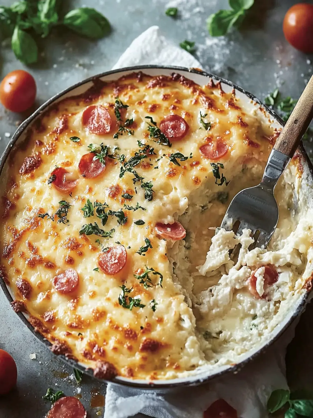 Baked rice with ham and cheese