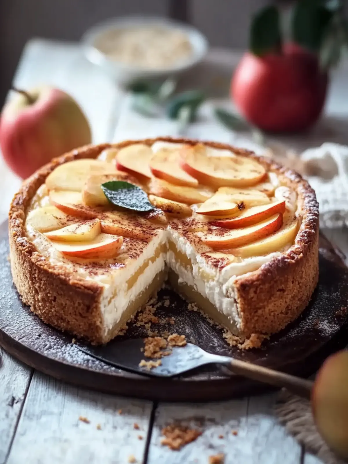 Apple-Cinnamon-Cheesecake with Speculoos Base