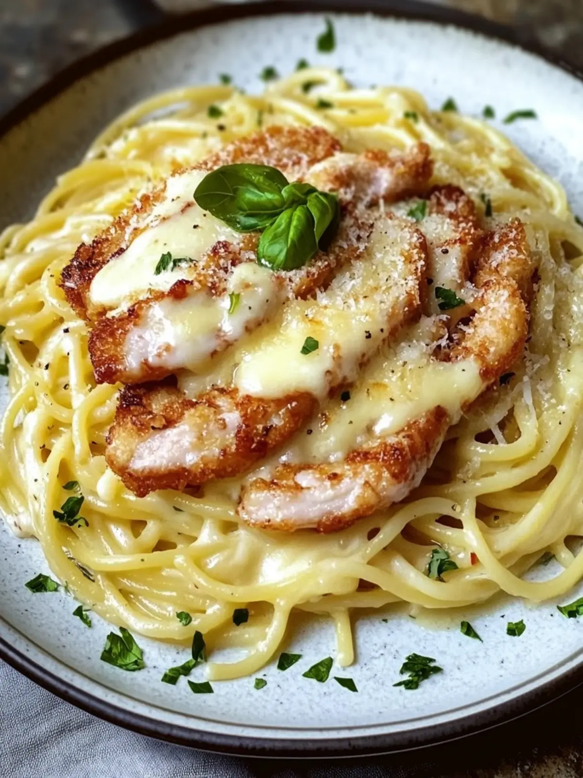 Crispy chicken with creamy pasta made in 20 minutes